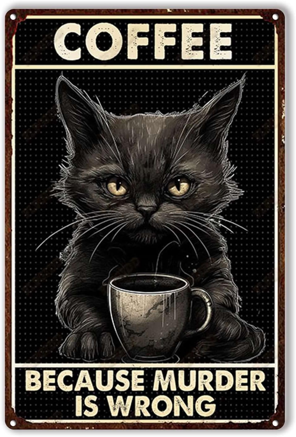 Tin Plaque Coffee cat Because  - Home Bar And Restaurant 리뷰 및 가격