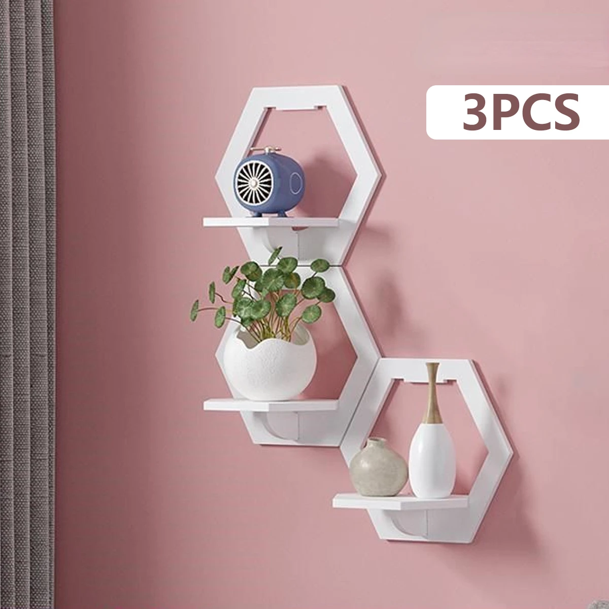 3Pcs Hexagon Wall Shelf Punch  - Home Bar Shelf 리뷰 및 가격