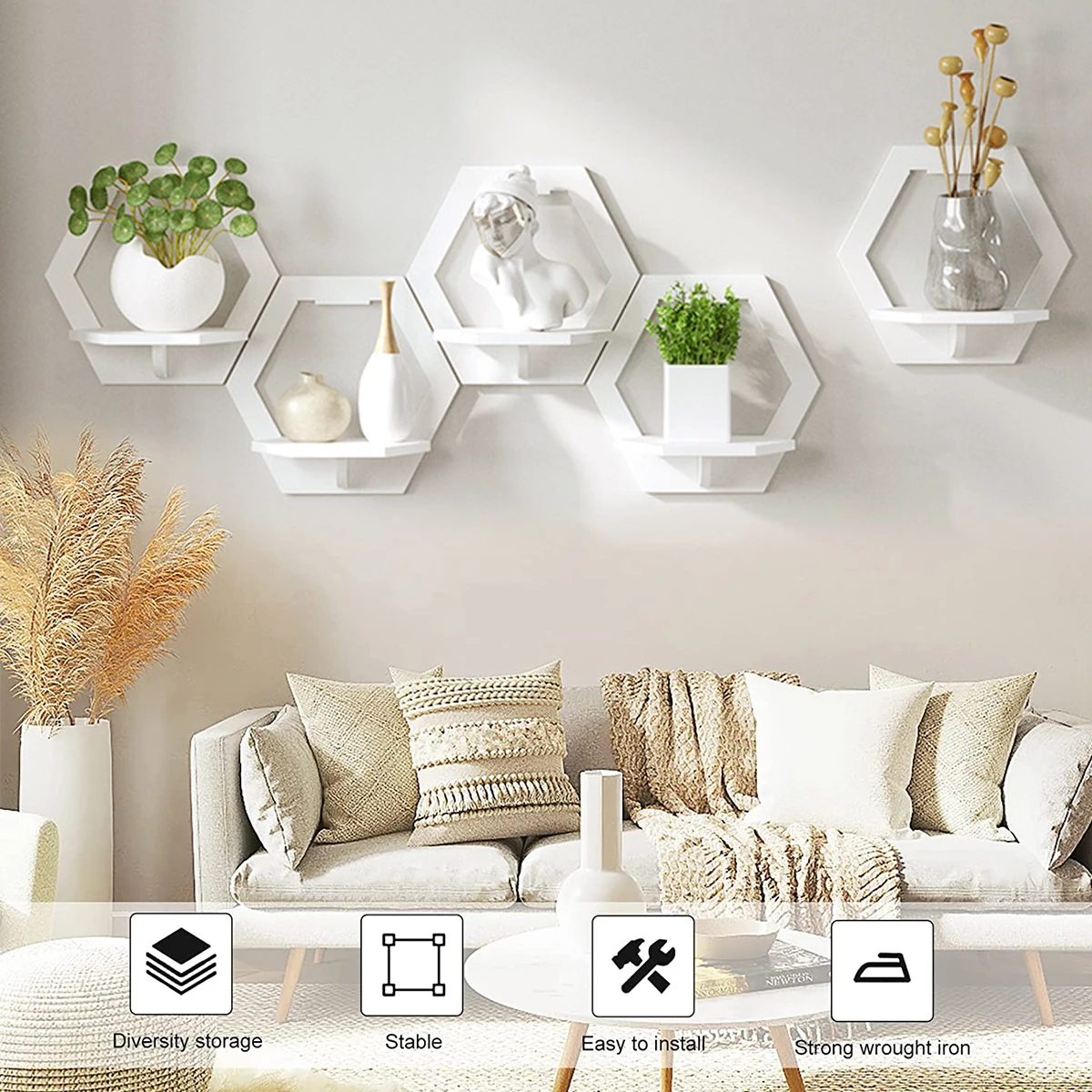 3Pcs Hexagon Wall Shelf Punch  - Home Bar Shelf 리뷰 및 가격
