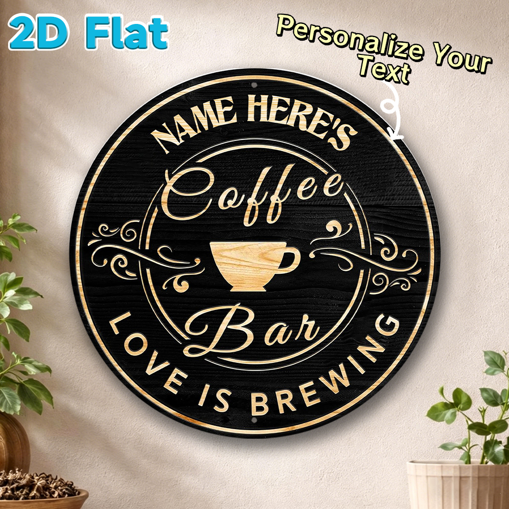 Custom Name Coffee Bar Round M - Home Bar Cafe 리뷰 및 가격
