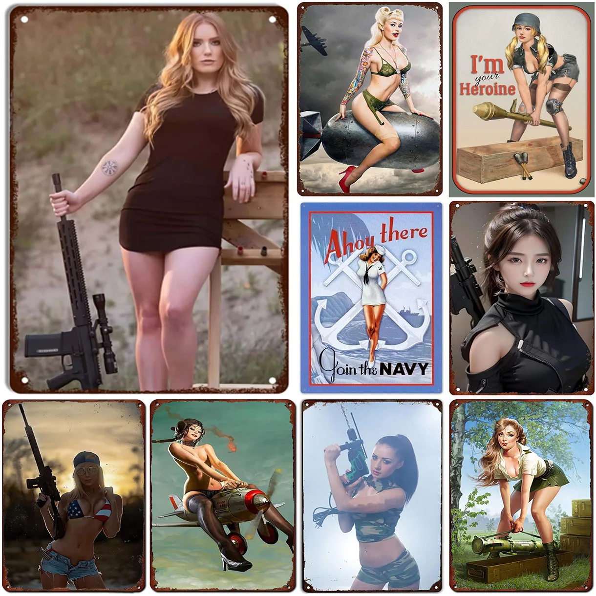 Pinup Girl Metal Tin Signs Pla - Home Bar Cafe 리뷰 및 가격