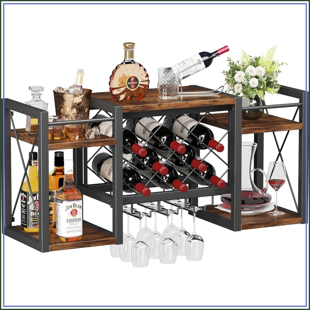 Wall Mounted Wine Rack with Gl - Home Bar Shelf 리뷰 및 가격