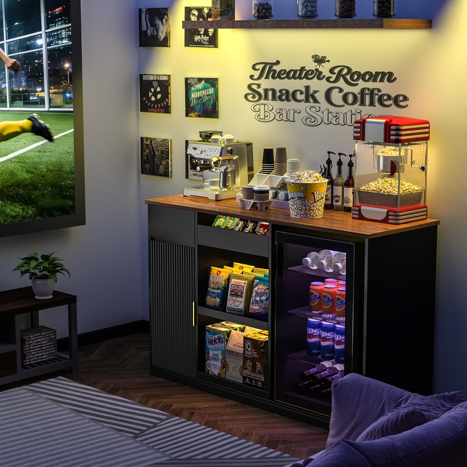 Snack Bar Cabinet with Fridge  - Home Bar And Theater 리뷰 및 가격