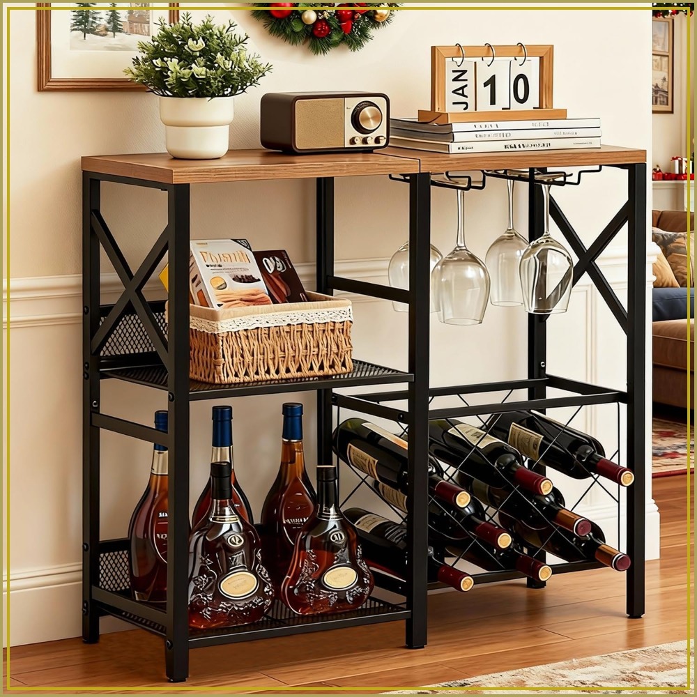 Rustic Freestanding Wine Rack  - Home Bar Shelf 리뷰 및 가격