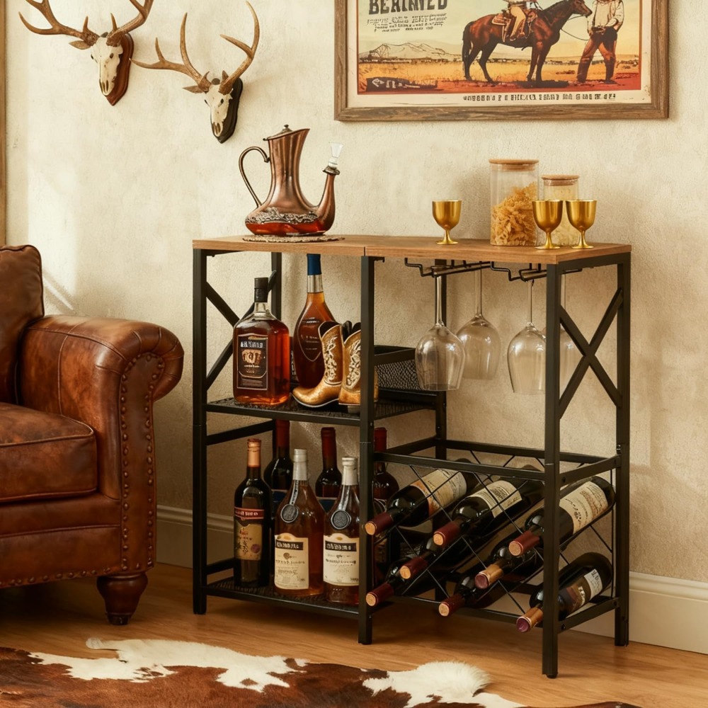 Rustic Freestanding Wine Rack  - Home Bar Shelf 리뷰 및 가격