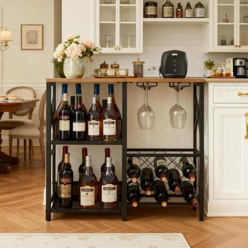Rustic Freestanding Wine Rack  - Home Bar Shelf 리뷰 및 가격