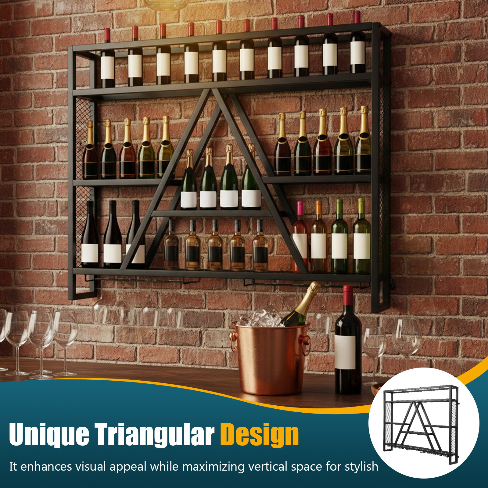 Metal Bottle & Glass Holder Mu - Home Bar Shelf 리뷰 및 가격