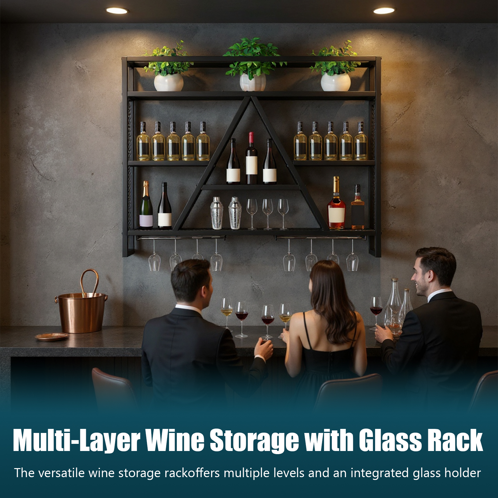 Metal Bottle & Glass Holder Mu - Home Bar Shelf 리뷰 및 가격
