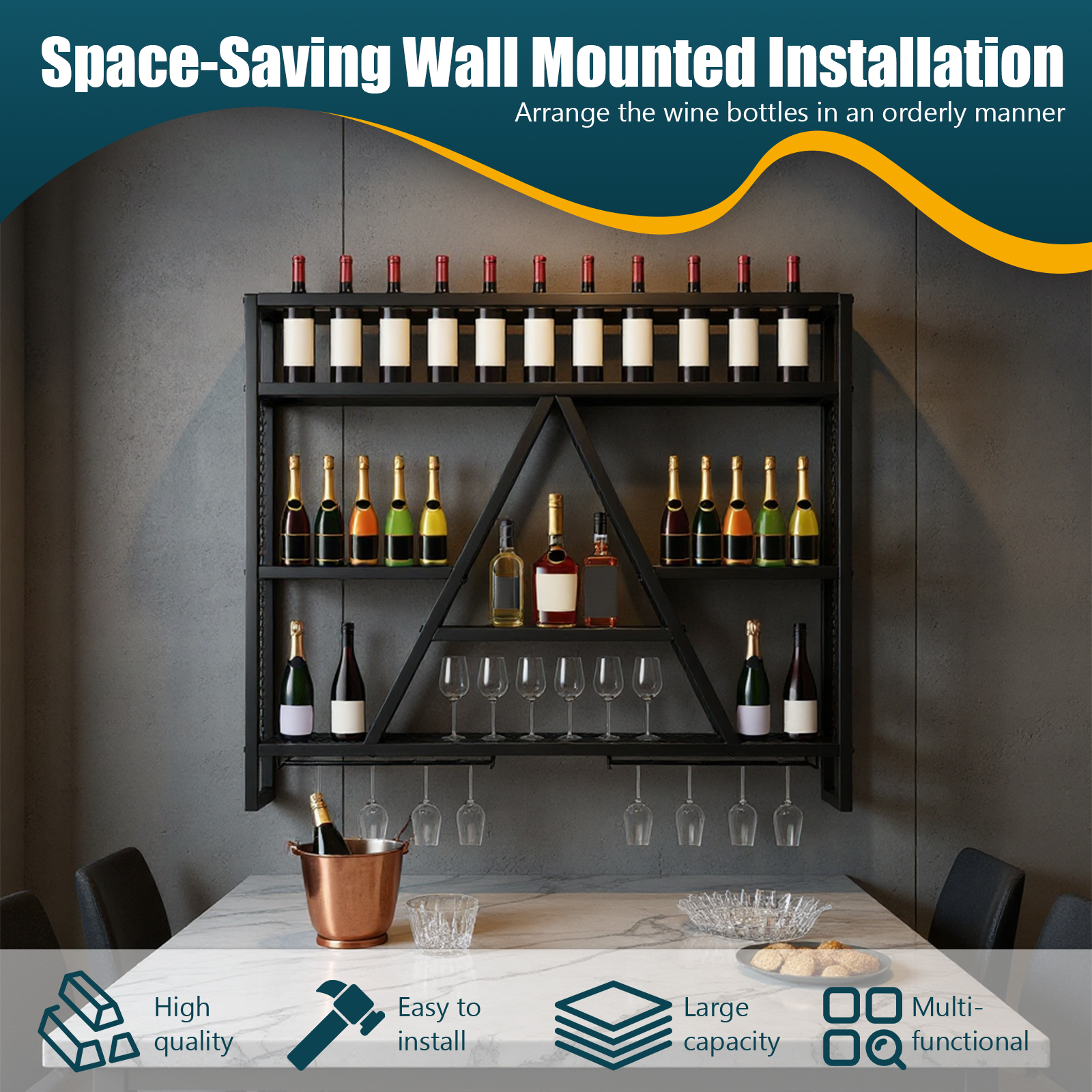 Metal Bottle & Glass Holder Mu - Home Bar Shelf 리뷰 및 가격