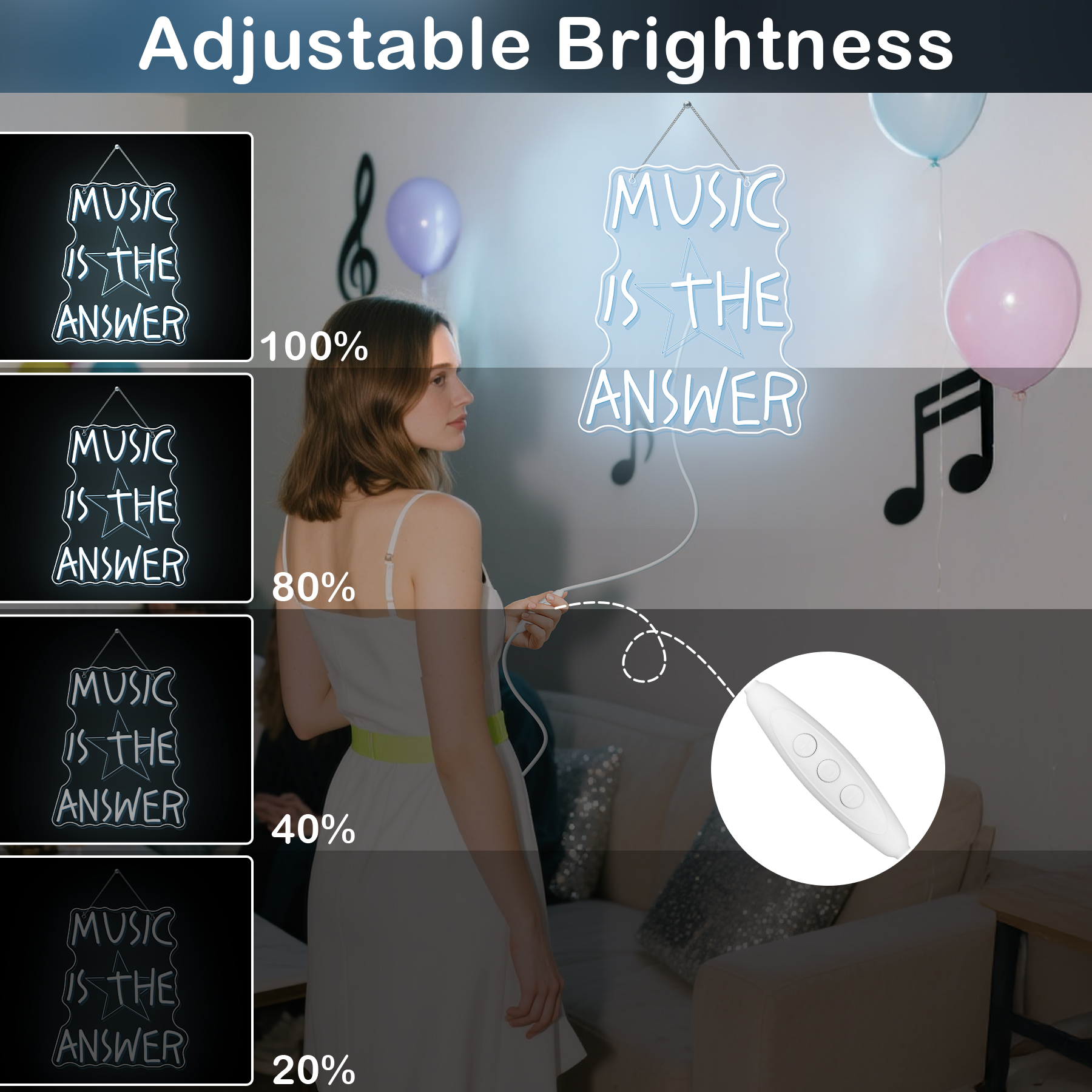 Music Is The Answer Neon Sign  - Home Bar Word 리뷰 및 가격
