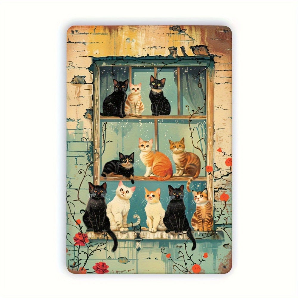 Vintage Cats Window Metal Sign - Home Bar Cafe 리뷰 및 가격
