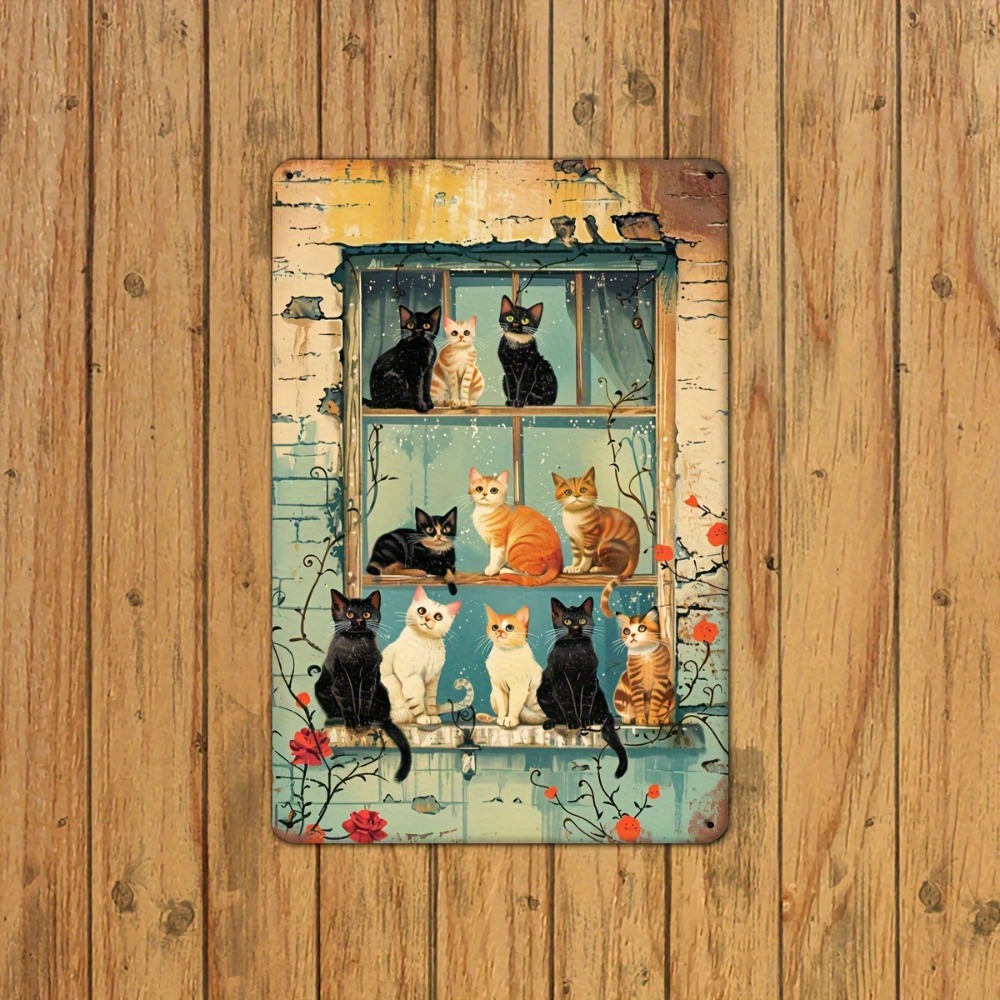 Vintage Cats Window Metal Sign - Home Bar Cafe 리뷰 및 가격
