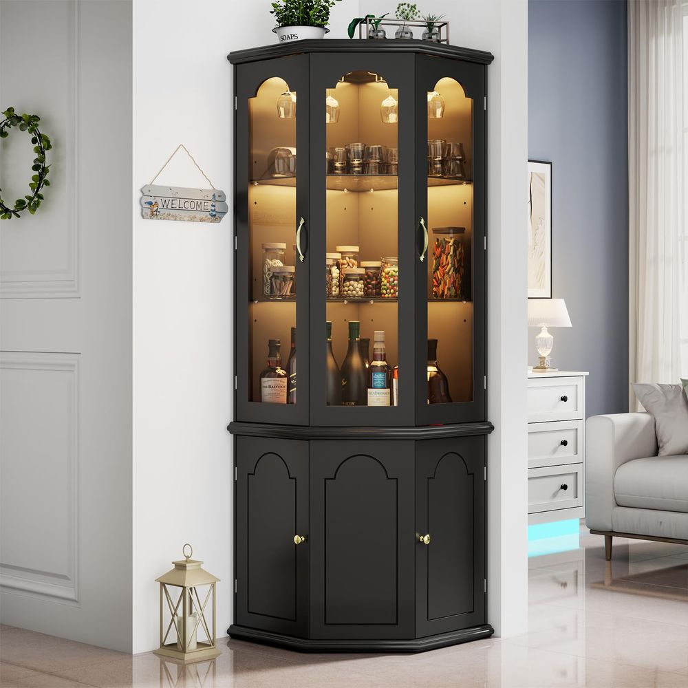Corner Bar Cabinet w LED Light - Home Bar And Cabinet 리뷰 및 가격
