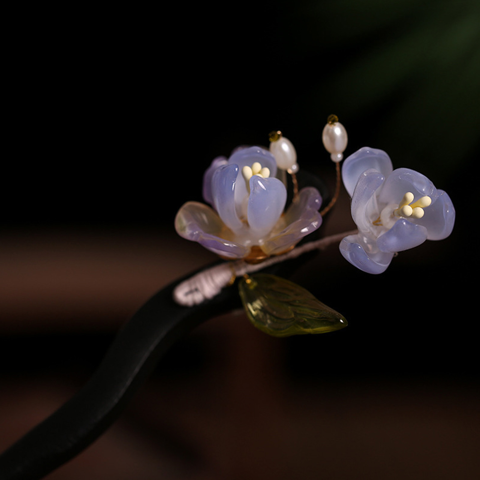 Vintage Wooden Flower Hairpin  - Old Fashioned Glass 리뷰 및 가격